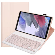 A220 Candy Color TPU Detachable Bluetooth Keyboard Leather Case with Bracket For Samsung Galaxy Tab A7 Lite 8.7 T220 / T225(Pink)