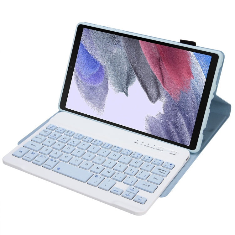 A220 Candy Color TPU Detachable Bluetooth Keyboard Leather Case with Bracket For Samsung Galaxy Tab A7 Lite 8.7 T220 / T225(White Ice Orchid) - Samsung Keyboard by PMC TechLife | Online Shopping South Africa | PMC TechLife