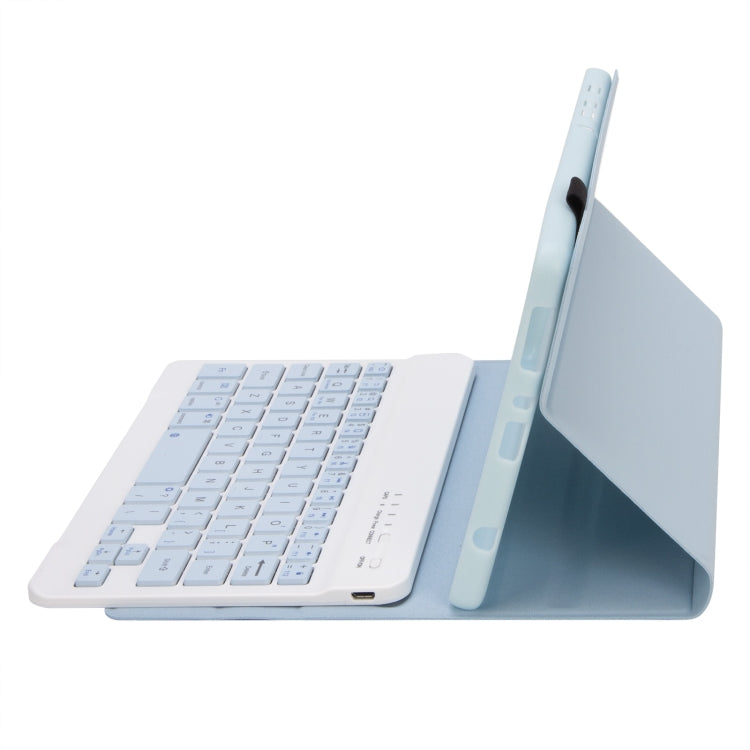 A220 Candy Color TPU Detachable Bluetooth Keyboard Leather Case with Bracket For Samsung Galaxy Tab A7 Lite 8.7 T220 / T225(White Ice Orchid) - Samsung Keyboard by PMC TechLife | Online Shopping South Africa | PMC TechLife