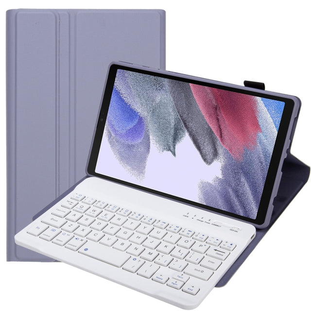 A220 Candy Color TPU Detachable Bluetooth Keyboard Leather Case with Bracket For Samsung Galaxy Tab A7 Lite 8.7 T220 / T225(Purple)