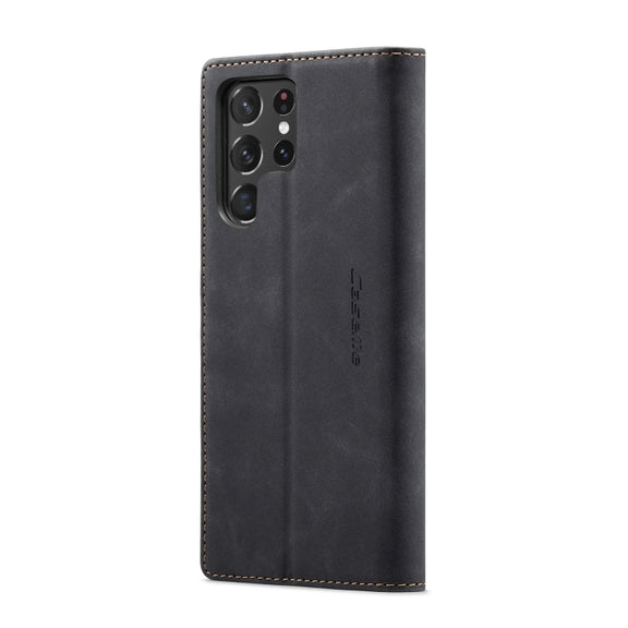 For Samsung Galaxy S22 Ultra 5G CaseMe 013 Multifunctional Leather Phone Case(Black)