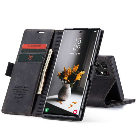 For Samsung Galaxy S22 Ultra 5G CaseMe 013 Multifunctional Leather Phone Case(Black)