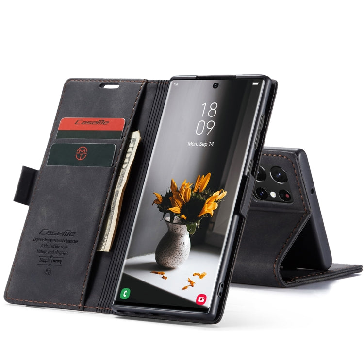 For Samsung Galaxy S22 Ultra 5G CaseMe 013 Multifunctional Leather Phone Case(Black)