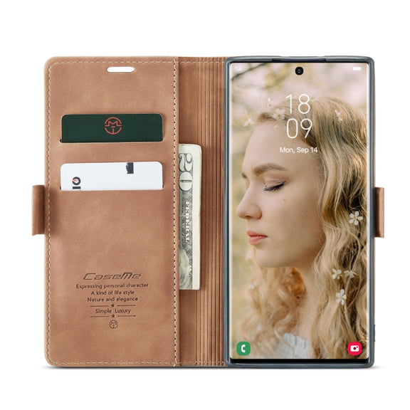 For Samsung Galaxy S22 Ultra 5G CaseMe 013 Multifunctional Leather Phone Case(Brown)