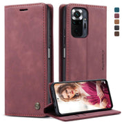 For Samsung Galaxy S22 Ultra 5G CaseMe 013 Multifunctional Leather Phone Case(Wine Red)