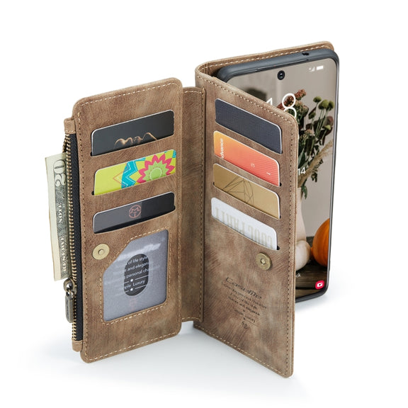 For Samsung Galaxy S22 5G CaseMe C30 Multifunctional Phone Leather Case with Holder & Card Slot & Wallet(Brown)