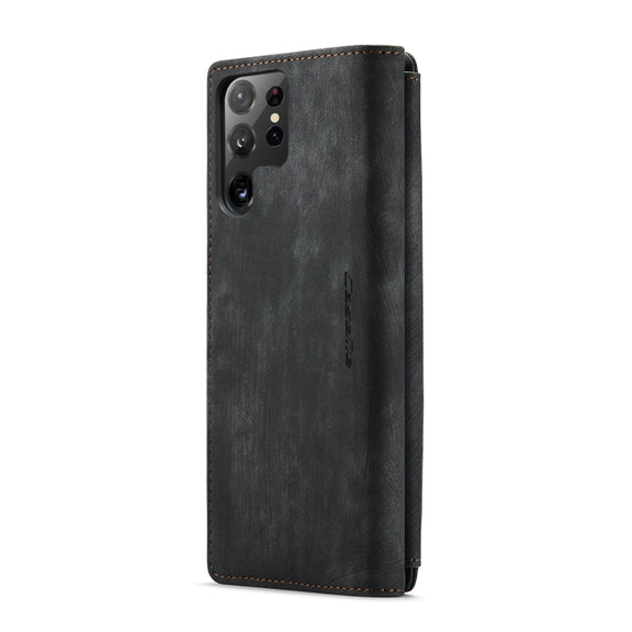 For Samsung Galaxy S22 Ultra 5G CaseMe C30 Multifunctional Phone Leather Case with Holder & Card Slot & Wallet(Black)