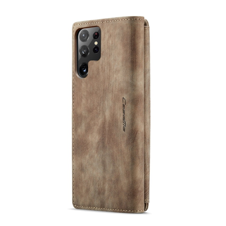 For Samsung Galaxy S22 Ultra 5G CaseMe C30 Multifunctional Phone Leather Case with Holder & Card Slot & Wallet(Brown)