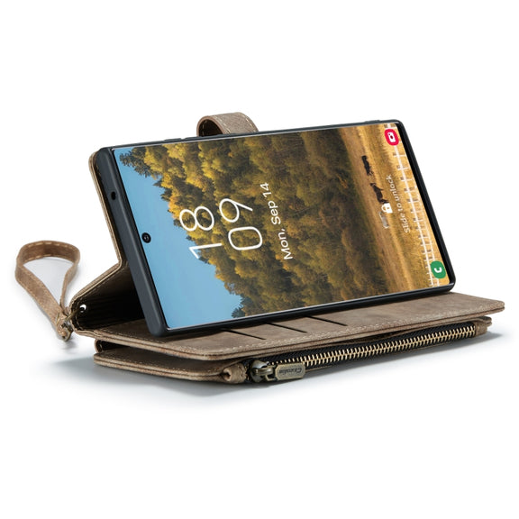 For Samsung Galaxy S22 Ultra 5G CaseMe C30 Multifunctional Phone Leather Case with Holder & Card Slot & Wallet(Brown)