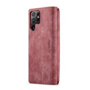 For Samsung Galaxy S22 Ultra 5G CaseMe C30 Multifunctional Phone Leather Case with Holder & Card Slot & Wallet(Red)