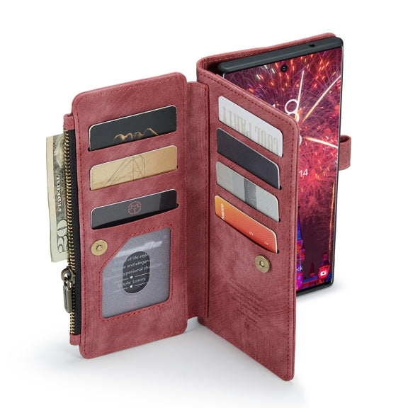 For Samsung Galaxy S22 Ultra 5G CaseMe C30 Multifunctional Phone Leather Case with Holder & Card Slot & Wallet(Red)