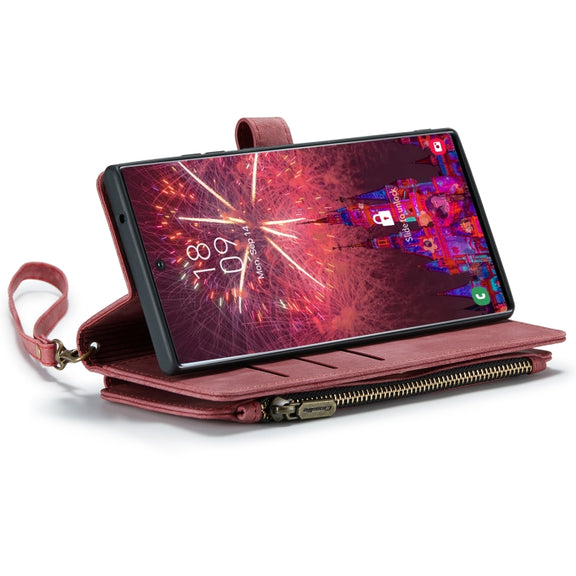 For Samsung Galaxy S22 Ultra 5G CaseMe C30 Multifunctional Phone Leather Case with Holder & Card Slot & Wallet(Red)