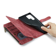 For Samsung Galaxy S22 Ultra 5G CaseMe C30 Multifunctional Phone Leather Case with Holder & Card Slot & Wallet(Red)