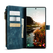 For Samsung Galaxy S22 Ultra 5G CaseMe C30 Multifunctional Phone Leather Case with Holder & Card Slot & Wallet(Blue)