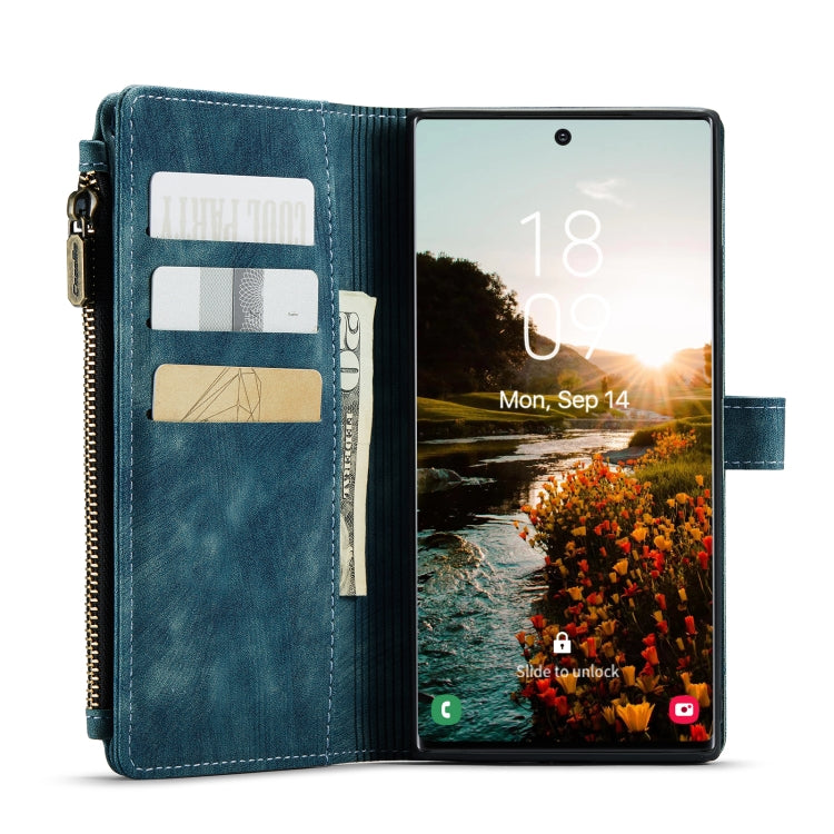 For Samsung Galaxy S22 Ultra 5G CaseMe C30 Multifunctional Phone Leather Case with Holder & Card Slot & Wallet(Blue)