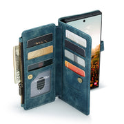 For Samsung Galaxy S22 Ultra 5G CaseMe C30 Multifunctional Phone Leather Case with Holder & Card Slot & Wallet(Blue)