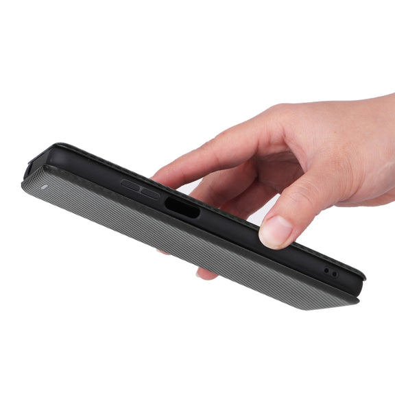 For Ulefone Note 12P Carbon Fiber Texture Horizontal Flip PU Phone Case(Black)