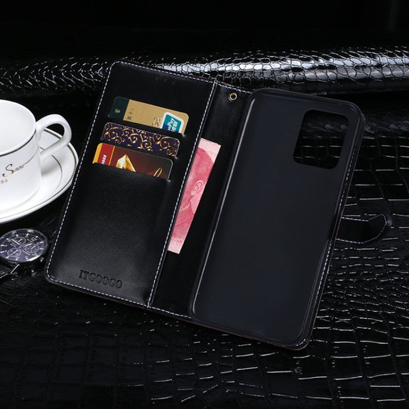 For OPPO Realme C35 idewei Crocodile Texture Leather Phone Case(Dark Blue)