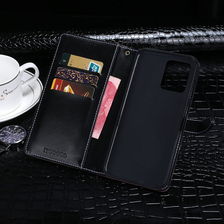 For OPPO Realme C35 idewei Crocodile Texture Leather Phone Case(Dark Blue)