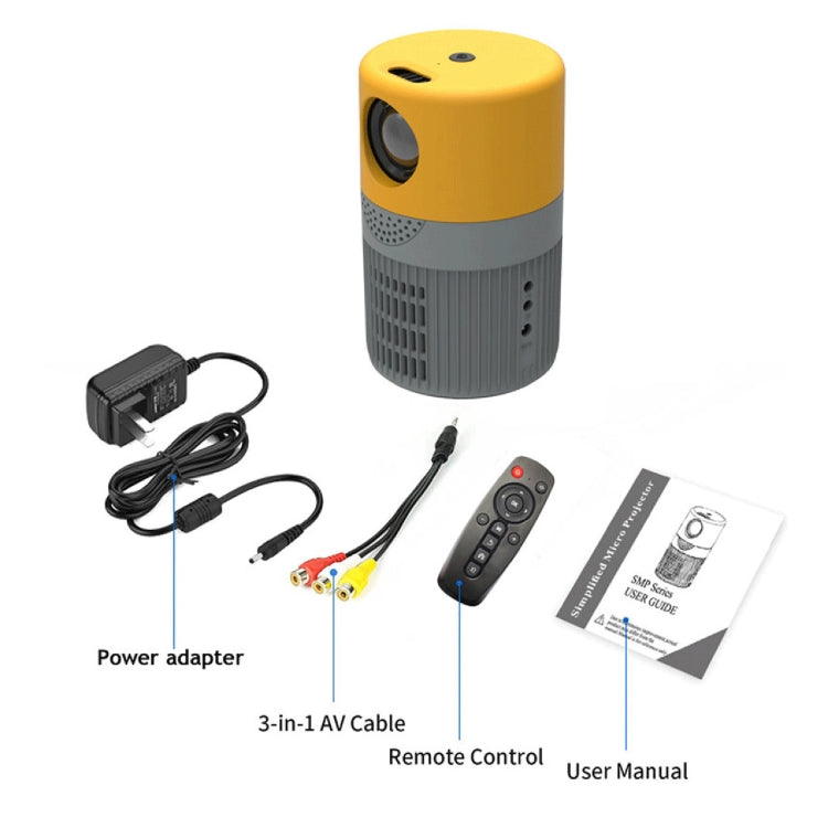 T400 100 inch Screen 3000 Lumens LED Mini Projector, Plug Type:AU Plug(Grey Yellow) - Mini Projector by PMC TechLife | Online Shopping South Africa | PMC TechLife | Buy Now Pay Later Mobicred