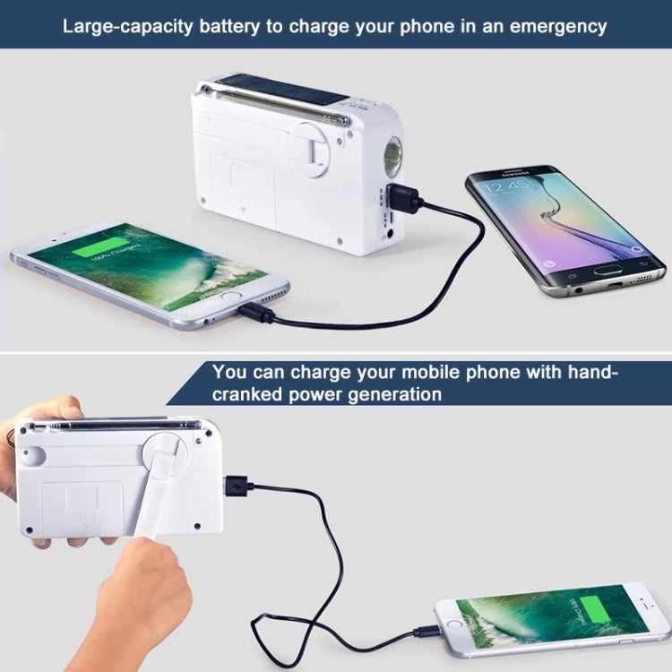 RD-638T Two-band Solar Powered AM / FM Radio Player Flashlight with Dynamo Function(White) - Radio Player by PMC TechLife | Online Shopping South Africa | PMC TechLife | Buy Now Pay Later Mobicred