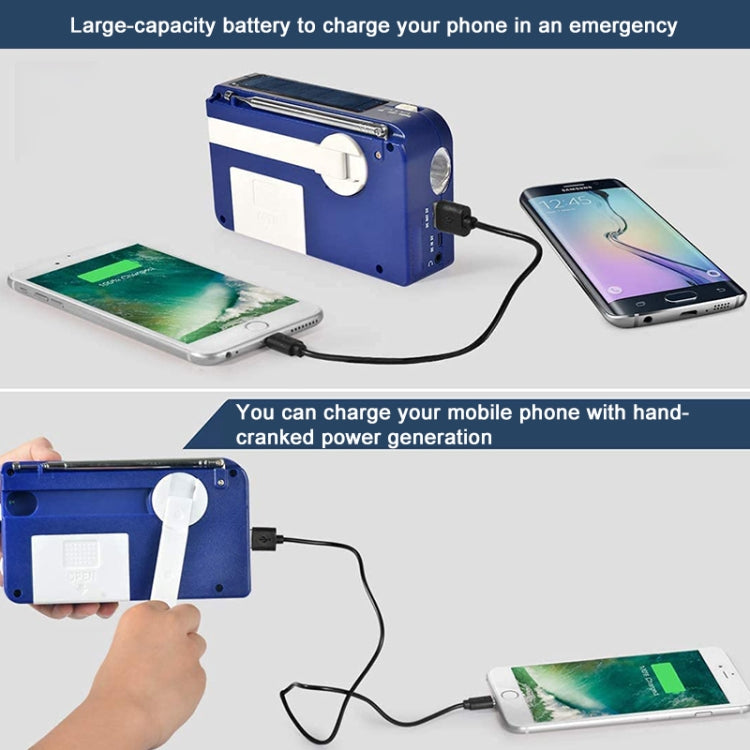 RD-638T Two-band Solar Powered AM / FM Radio Player Flashlight with Dynamo Function(Blue) - Radio Player by PMC TechLife | Online Shopping South Africa | PMC TechLife | Buy Now Pay Later Mobicred