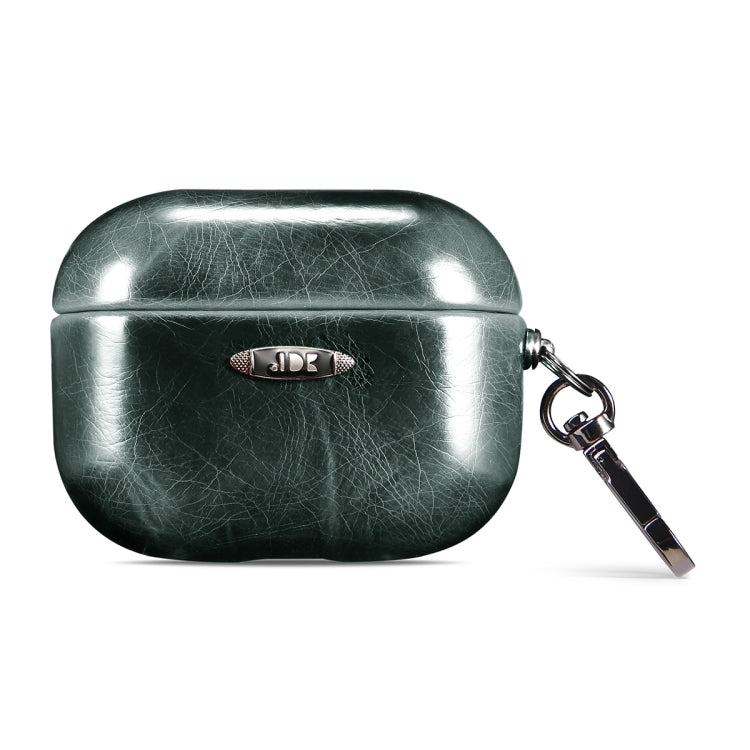 Oil Wax Leather Texture Earphone Protective Case with Hang Buckle For AirPods Pro(Dark Green) - free shipping - PMC Jewellery - Order now!