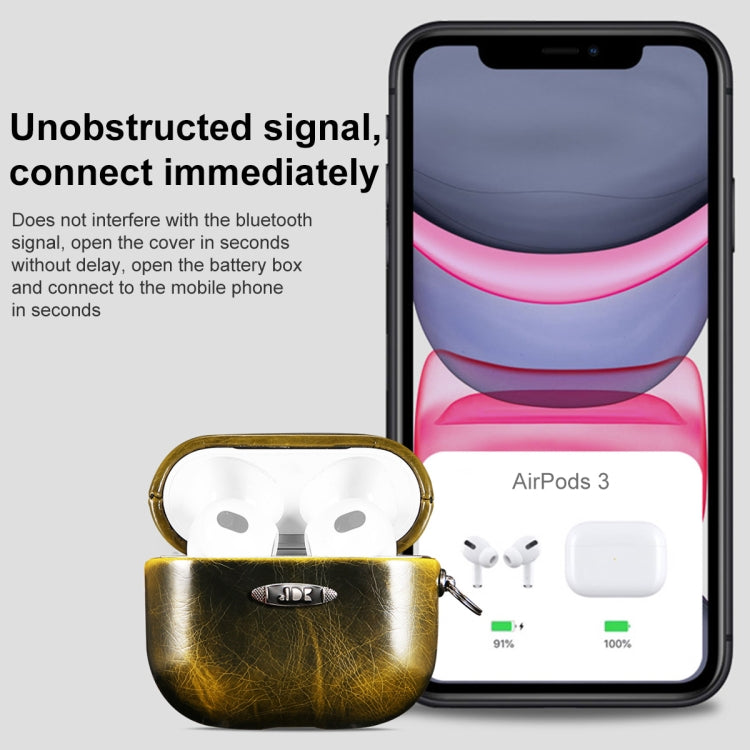 Oil Wax Leather Texture Earphone Protective Case with Hang Buckle For AirPods Pro(Dark Green) - free shipping - PMC Jewellery - Order now!