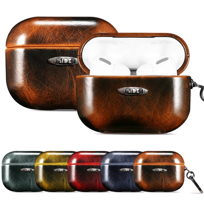 Oil Wax Leather Texture Earphone Protective Case with Hang Buckle For AirPods Pro(Red) - For AirPods 1/2 by PMC Jewellery | Online Shopping South Africa | PMC Jewellery | Buy Now Pay Later Mobicred