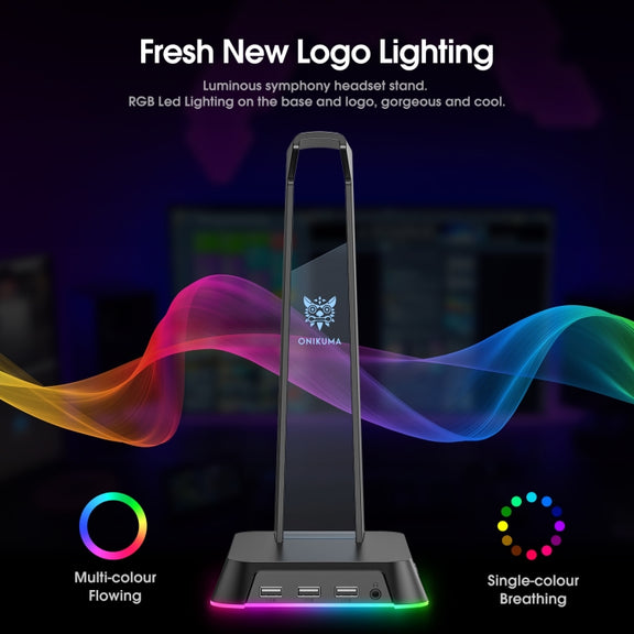 ONIKUMA ST-2 RGB Lighting Headset Holder Stand(Black)
