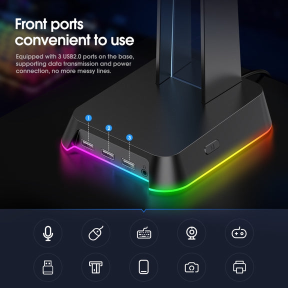 ONIKUMA ST-2 RGB Lighting Headset Holder Stand(Black)
