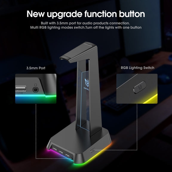 ONIKUMA ST-2 RGB Lighting Headset Holder Stand(Black)