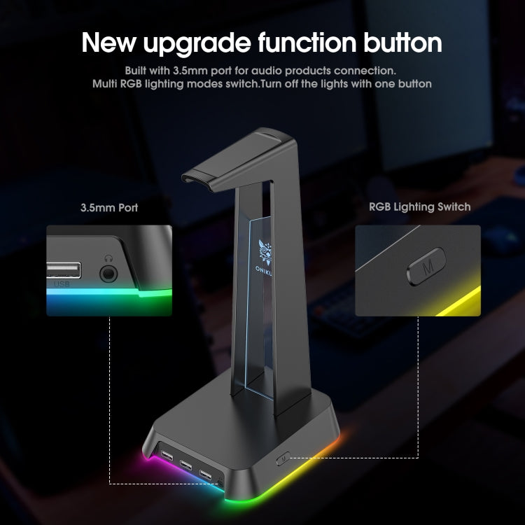 ONIKUMA ST-2 RGB Lighting Headset Holder Stand(Black)