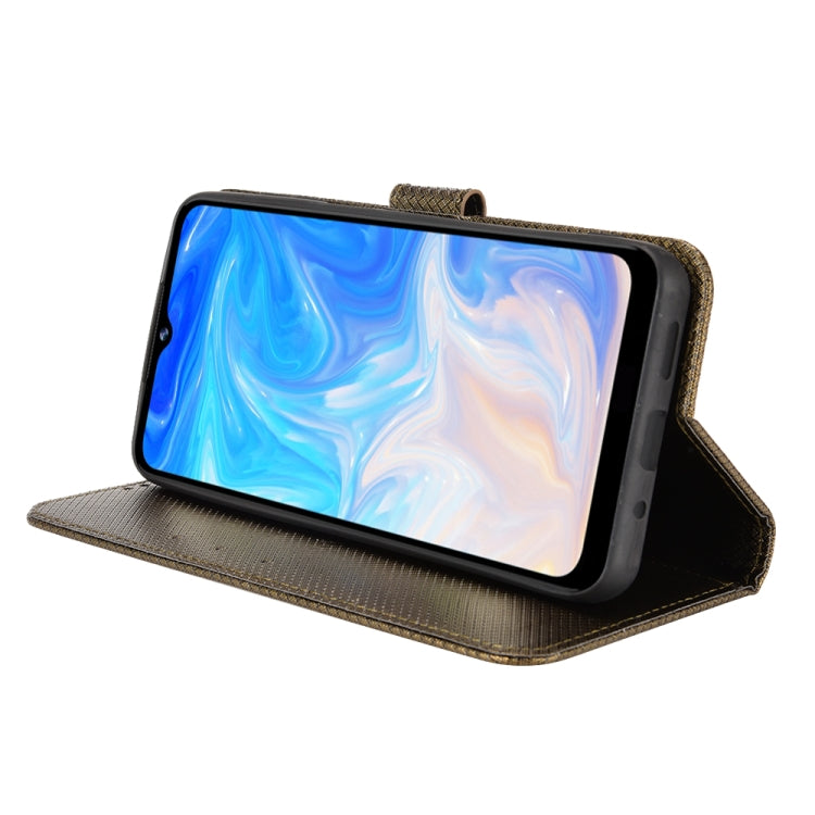 For DOOGEE N40 Pro Diamond Texture Leather Phone Case(Brown) - Doogee Cases by PMC TechLife | Online Shopping South Africa | PMC TechLife | Buy Now Pay Later Mobicred