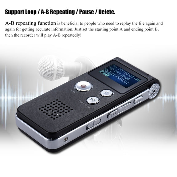SK-012 16GB USB Dictaphone Digital Audio Voice Recorder with WAV MP3 Player VAR Function(Grey)