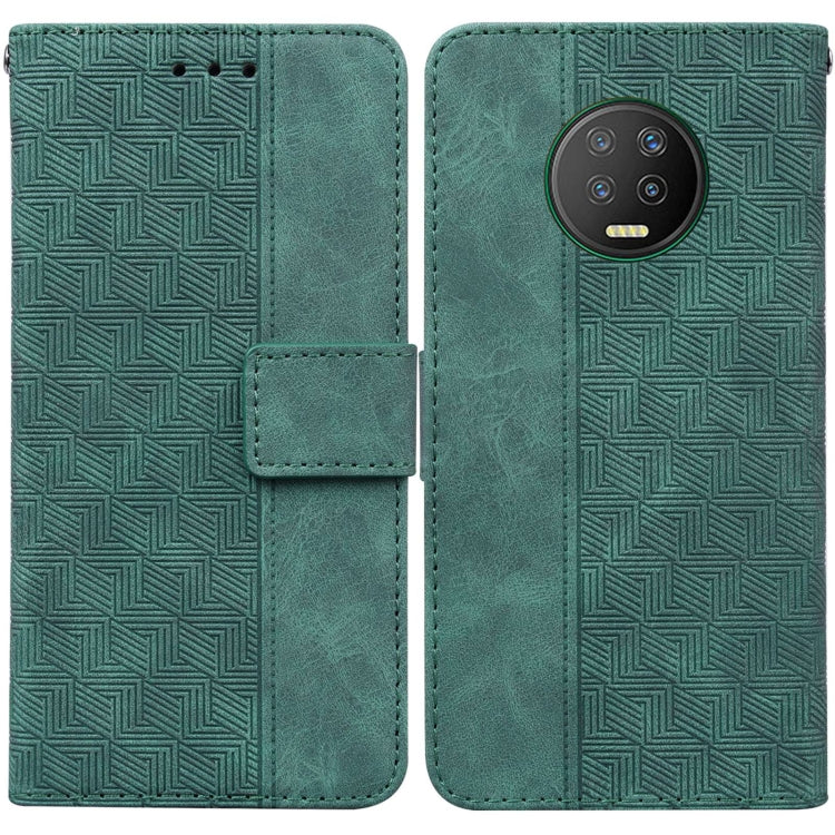 For Infinix Note 7 X690 Geometric Embossed Leather Phone Case(Green) - Infinix Cases by PMC TechLife | Online Shopping South Africa | PMC TechLife | Buy Now Pay Later Mobicred