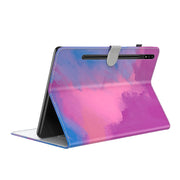 For Samsung Galaxy Tab S9 Watercolor Pattern Flip Leather Tablet Case(Purple Red)