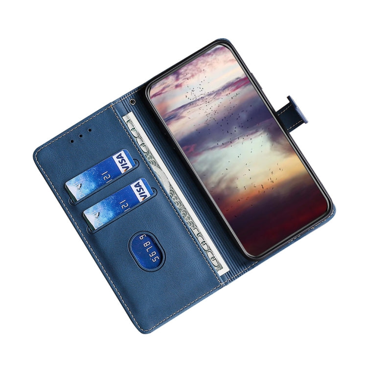 For Doogee N40 Pro Skin Feel Straw Hat Magnetic Buckle Leather Phone Case(Blue) - Doogee Cases by PMC TechLife | Online Shopping South Africa | PMC TechLife | Buy Now Pay Later Mobicred