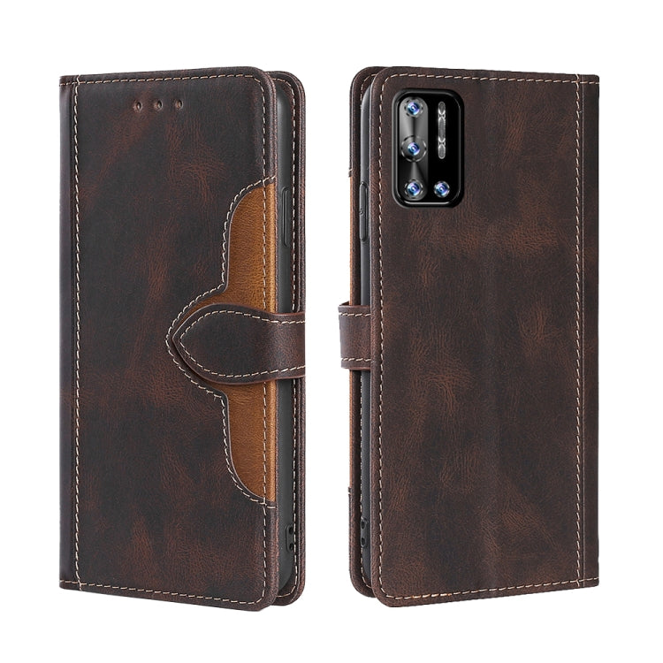 For Doogee N40 Pro Skin Feel Straw Hat Magnetic Buckle Leather Phone Case(Brown) - Doogee Cases by PMC TechLife | Online Shopping South Africa | PMC TechLife | Buy Now Pay Later Mobicred
