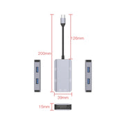 NK-3049 6 in 1 USB-C / Type-C to TF / SD Card Slot + 4 USB Female Adapter(Space Grey)