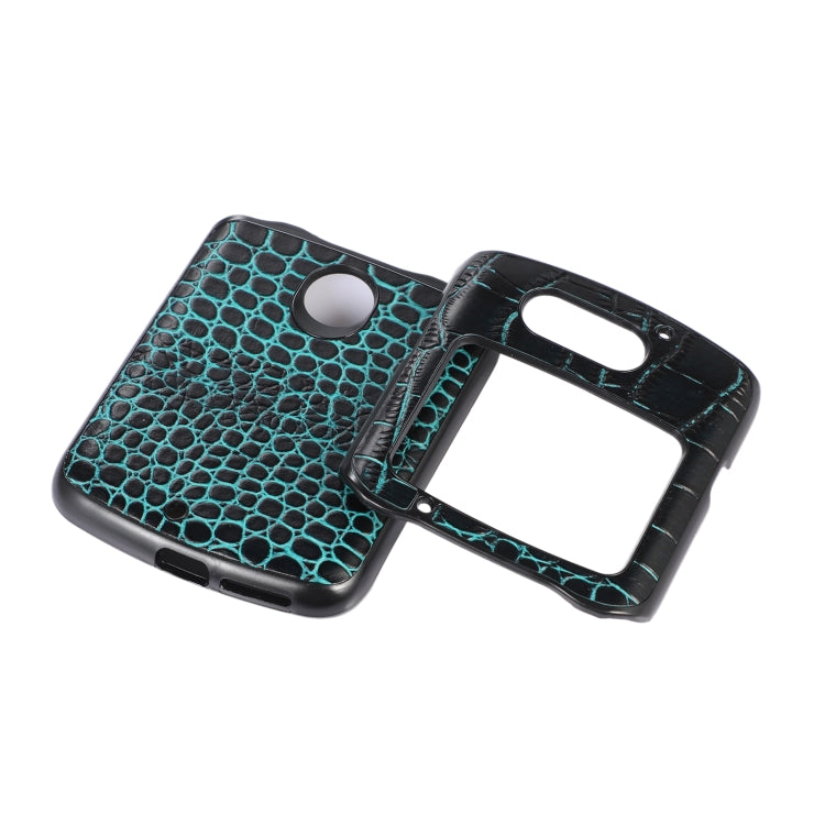 For Motorola Moto Razr 5G Crocodile Top Layer Cowhide Leather Phone Case(Cyan Blue) - Motorola Cases by PMC TechLife | Online Shopping South Africa | PMC TechLife | Buy Now Pay Later Mobicred