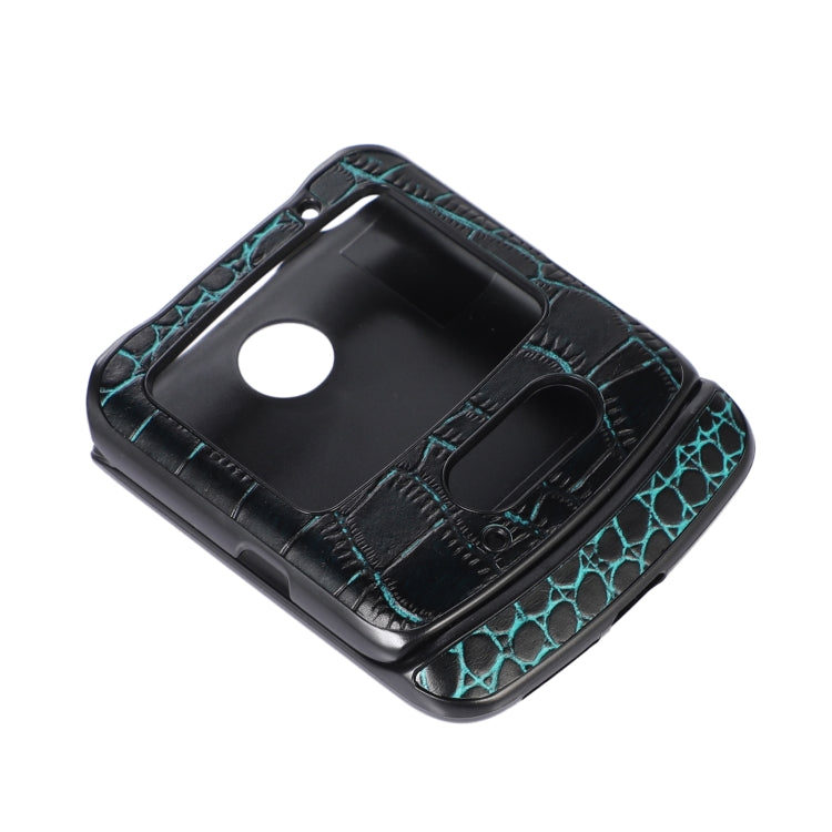 For Motorola Moto Razr 5G Crocodile Top Layer Cowhide Leather Phone Case(Cyan Blue) - Motorola Cases by PMC TechLife | Online Shopping South Africa | PMC TechLife | Buy Now Pay Later Mobicred