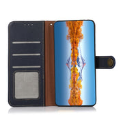 For Motorola Moto G22 KHAZNEH Custer Genuine Leather RFID Phone Case(Blue)