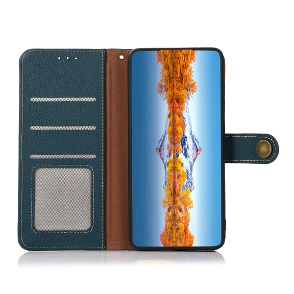 For Motorola Moto G22 KHAZNEH Custer Genuine Leather RFID Phone Case(Green)