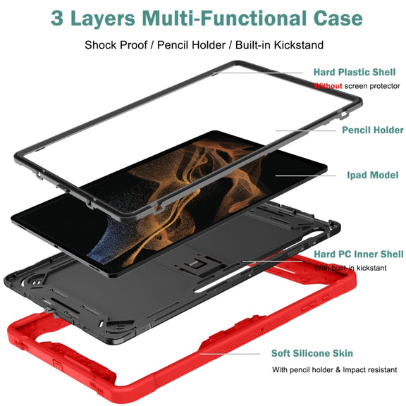 For Samsung Galaxy Tab S9  Ultra / S8 Ultra Silicone + PC Shockproof Protective Tablet Case(Red + Black)