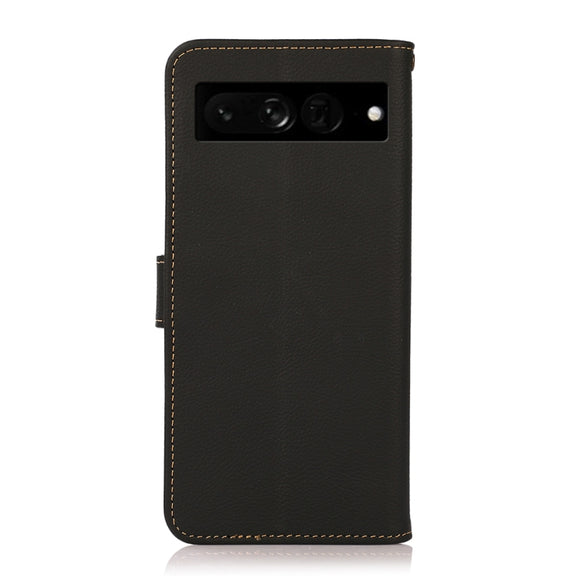 For Google Pixel 7 Pro 5G KHAZNEH Custer Genuine Leather RFID Phone Case(Black)