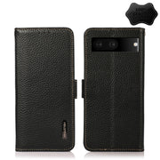 For Google Pixel 7 5G KHAZNEH Side-Magnetic Litchi Genuine Leather RFID Phone Case(Black)