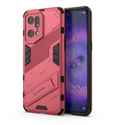 For OPPO Find X5 Pro Punk Armor 2 in 1 PC + TPU Shockproof Phone Case with Invisible Holder(Light Red)