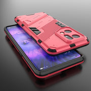 For OPPO Find X5 Pro Punk Armor 2 in 1 PC + TPU Shockproof Phone Case with Invisible Holder(Light Red)