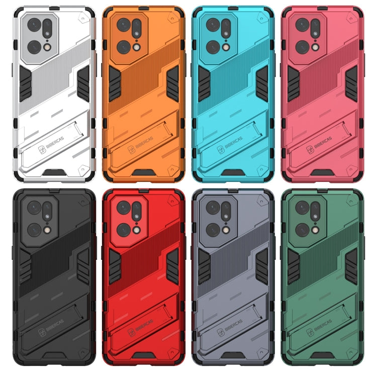 For OPPO Find X5 Pro Punk Armor 2 in 1 PC + TPU Shockproof Phone Case with Invisible Holder(Light Red) - OPPO Cases by PMC TechLife | Online Shopping South Africa | PMC TechLife | Buy Now Pay Later Mobicred